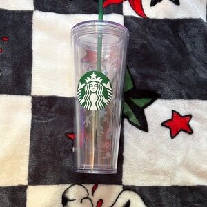 Starbucks Disneyland Clear Tumbler with Green Straw